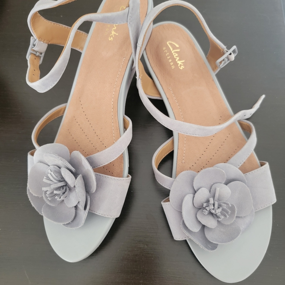 Clarks Parram Stella Nubuck Floral Sandal Women's, Size 8